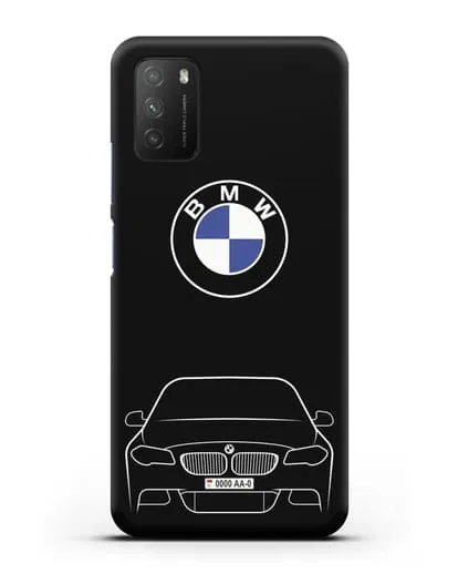 Чехол BMW 5 с автомобильным номером силиконовый для Xiaomi Poco M3
