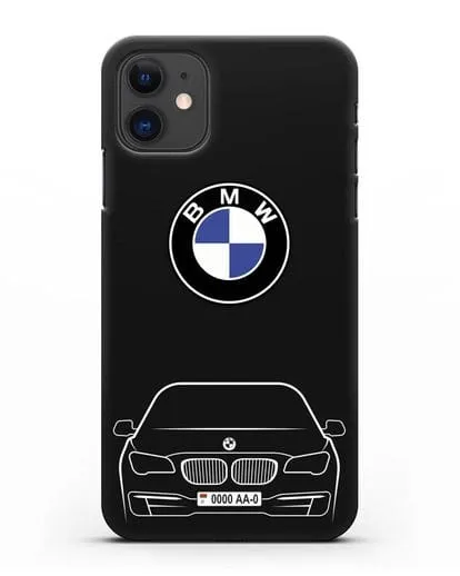Чехол BMW 7 с автомобильным номером силиконовый для iPhone 11
