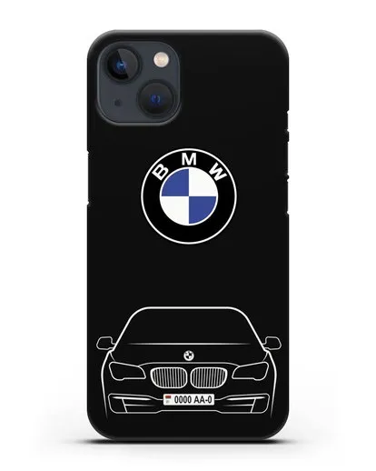 Чехол BMW 7 с автомобильным номером силиконовый для iPhone 13