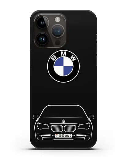 Чехол BMW 7 с автомобильным номером силиконовый для iPhone 14 Pro Max