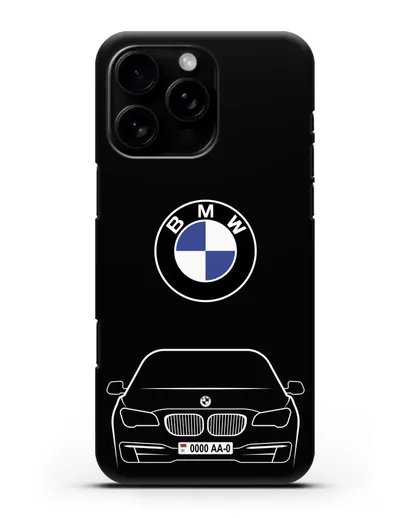 Чехол BMW 7 с автомобильным номером силиконовый для iPhone 16 Pro Max