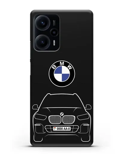 Чехол BMW X5 с автомобильным номером силиконовый для Xiaomi Poco F5