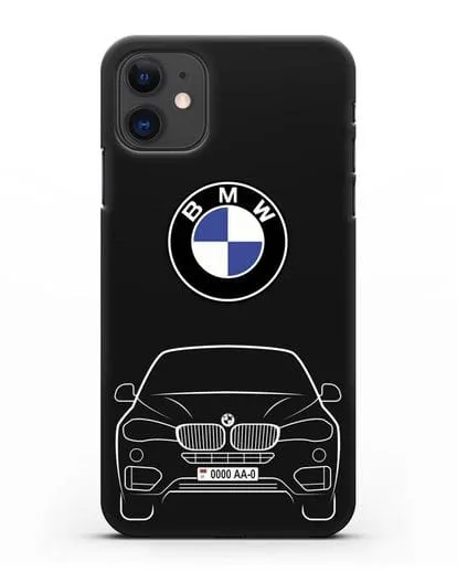 Чехол BMW X6 с автомобильным номером силиконовый для iPhone 11