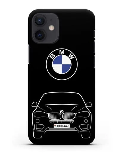 Чехол BMW X6 с автомобильным номером силиконовый для iPhone 12 mini