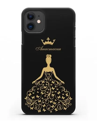 Именной чехол с изображением девушки с короной силиконовый для iPhone 11