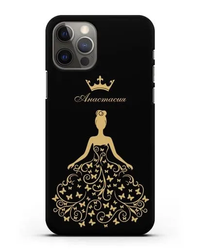 Именной чехол с изображением девушки с короной силиконовый для iPhone 12 Pro
