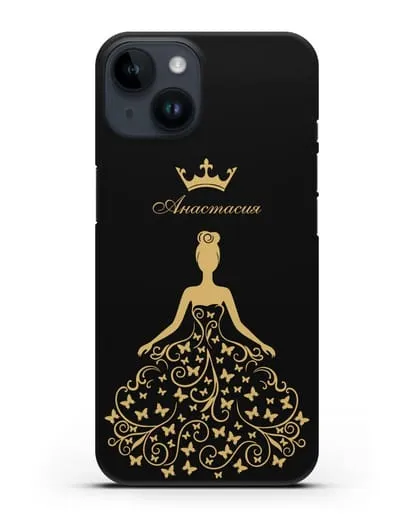 Именной чехол с изображением девушки с короной силиконовый для iPhone 14