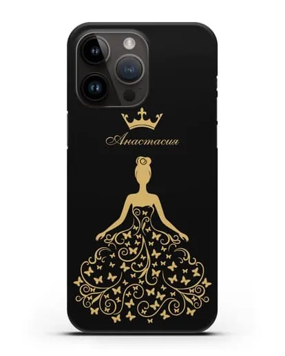 Именной чехол с изображением девушки с короной силиконовый для iPhone 14 Pro Max