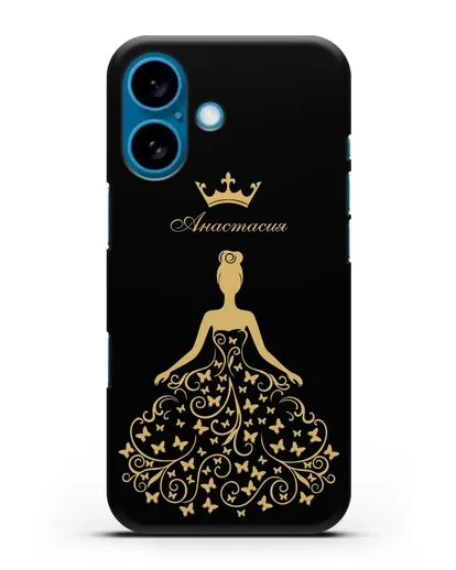 Именной чехол с изображением девушки с короной силиконовый для iPhone 16