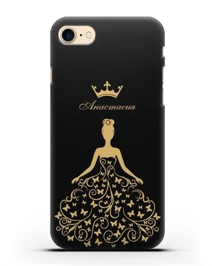 Именной чехол с изображением девушки с короной силиконовый для iPhone 7