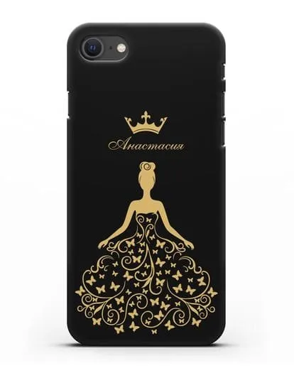 Именной чехол с изображением девушки с короной силиконовый для iPhone SE 2020