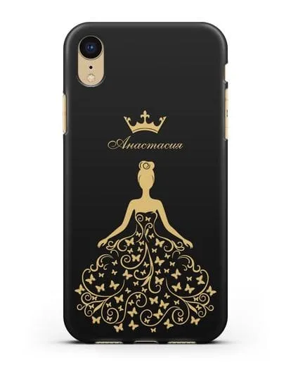 Именной чехол с изображением девушки с короной силиконовый для iPhone XR