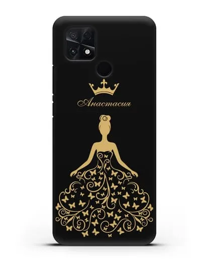 Именной чехол с изображением девушки с короной силиконовый для Xiaomi Poco C40