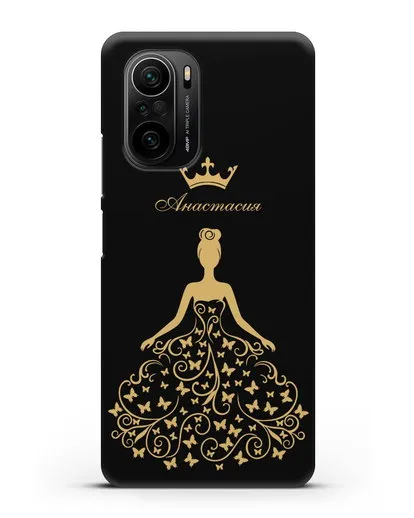 Именной чехол с изображением девушки с короной силиконовый для Xiaomi Poco F3