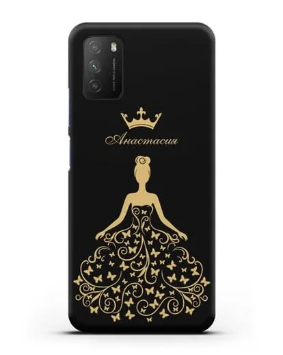 Именной чехол с изображением девушки с короной силиконовый для Xiaomi Poco M3