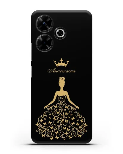 Именной чехол с изображением девушки с короной силиконовый для Xiaomi Poco M6