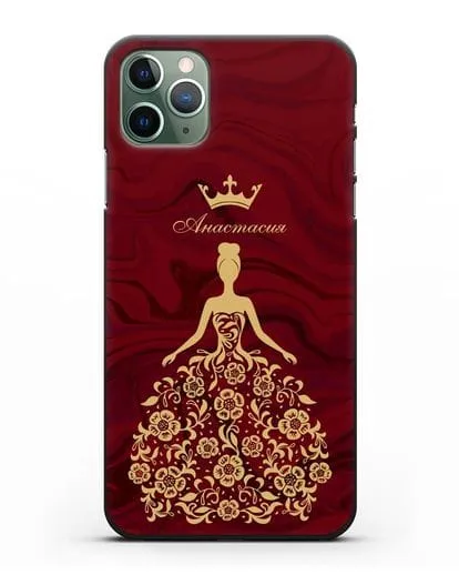 Чехол с иллюстрацией принцессы и именем красный мрамор силиконовый для iPhone 11 Pro Max