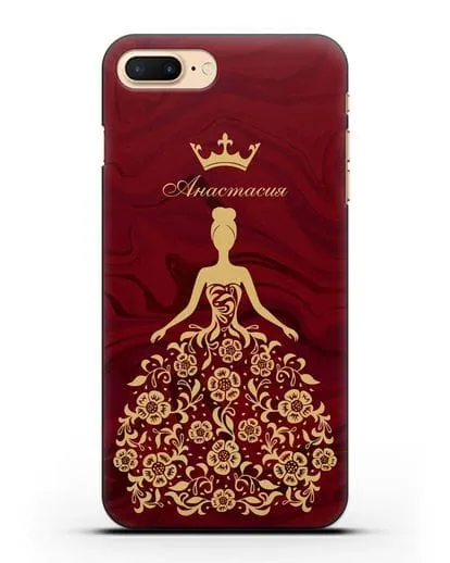 Чехол с иллюстрацией принцессы и именем красный мрамор силиконовый для iPhone 7 Plus