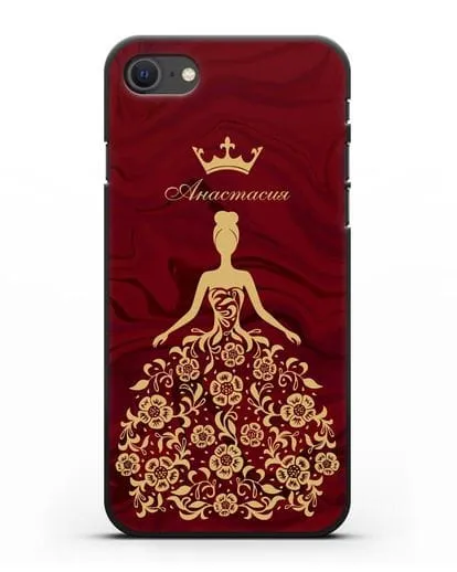 Чехол с иллюстрацией принцессы и именем красный мрамор силиконовый для iPhone SE 2020