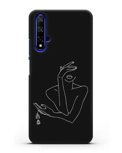 Чехол с рисунком одной линией Девушка силиконовый для Honor 20