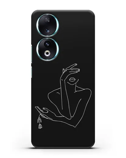 Чехол с рисунком одной линией Девушка силиконовый для Honor 90