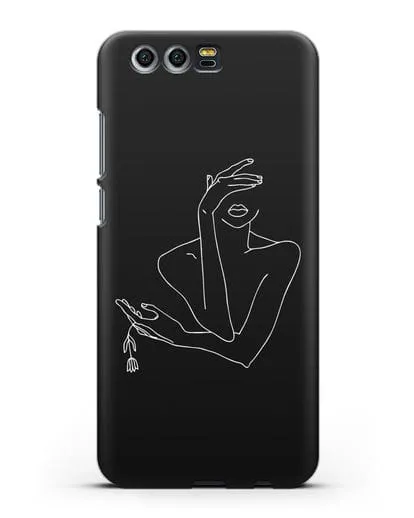 Чехол с рисунком одной линией Девушка силиконовый для Honor 9