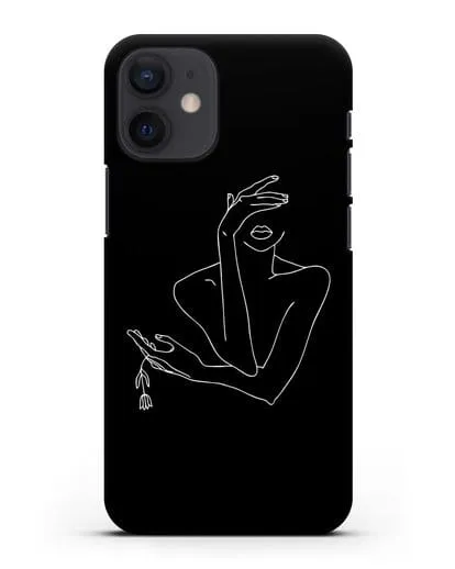 Чехол с рисунком одной линией Девушка силиконовый для iPhone 12 mini