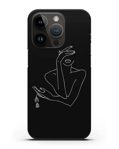 Чехол с рисунком одной линией Девушка силиконовый для iPhone 14 Pro