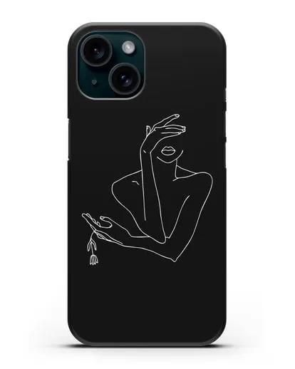 Чехол с рисунком одной линией Девушка силиконовый для iPhone 15