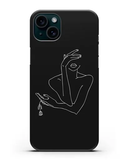 Чехол с рисунком одной линией Девушка силиконовый для iPhone 15 Plus