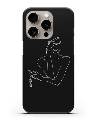 Чехол с рисунком одной линией Девушка силиконовый для iPhone 15 Pro