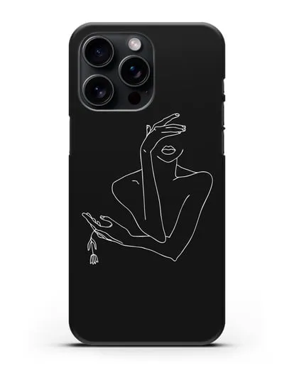 Чехол с рисунком одной линией Девушка силиконовый для iPhone 15 Pro Max