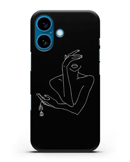 Чехол с рисунком одной линией Девушка силиконовый для iPhone 16