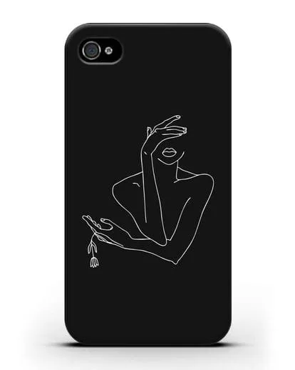 Чехол с рисунком одной линией Девушка силиконовый для iPhone 4/4s