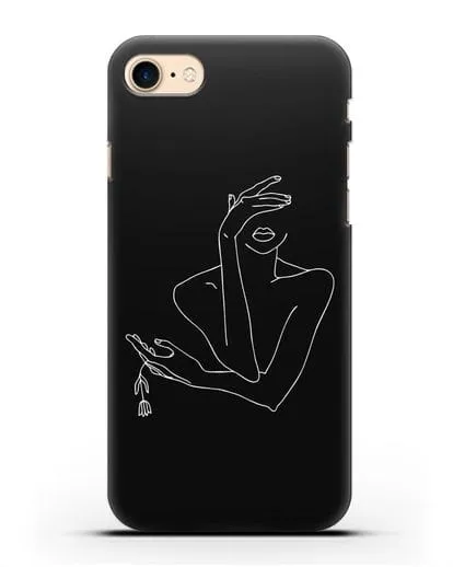Чехол с рисунком одной линией Девушка силиконовый для iPhone 7