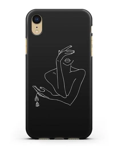 Чехол с рисунком одной линией Девушка силиконовый для iPhone XR