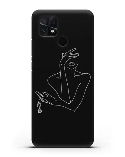 Чехол с рисунком одной линией Девушка силиконовый для Xiaomi Poco C40