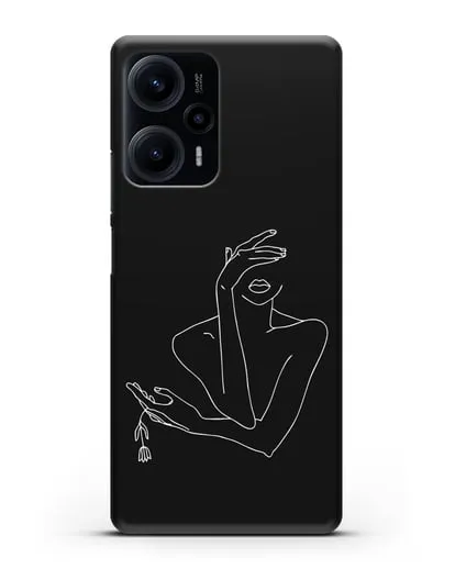 Чехол с рисунком одной линией Девушка силиконовый для Xiaomi Poco F5