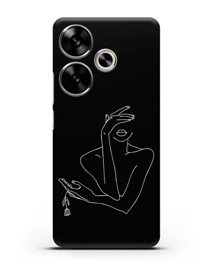 Чехол с рисунком одной линией Девушка силиконовый для Xiaomi Poco F6