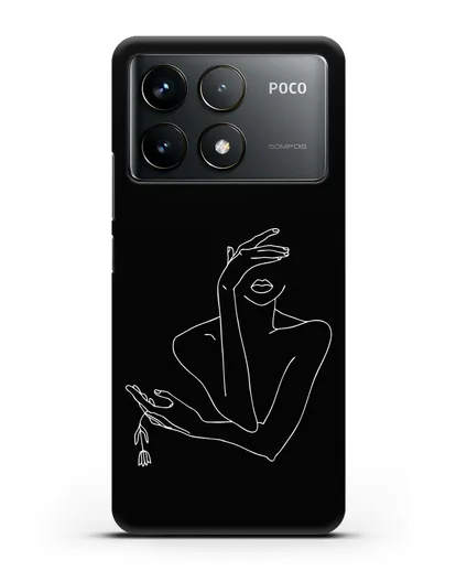Чехол с рисунком одной линией Девушка силиконовый для Xiaomi Poco F6 Pro