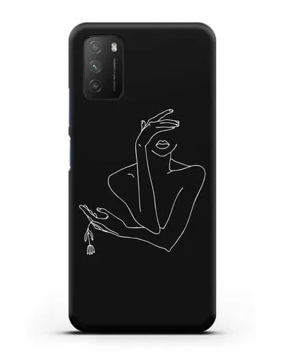 Чехол с рисунком одной линией Девушка силиконовый для Xiaomi Poco M3