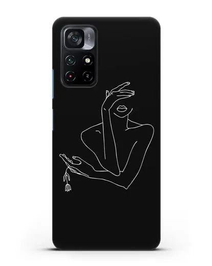 Чехол с рисунком одной линией Девушка силиконовый для Xiaomi Poco M4 Pro 5G