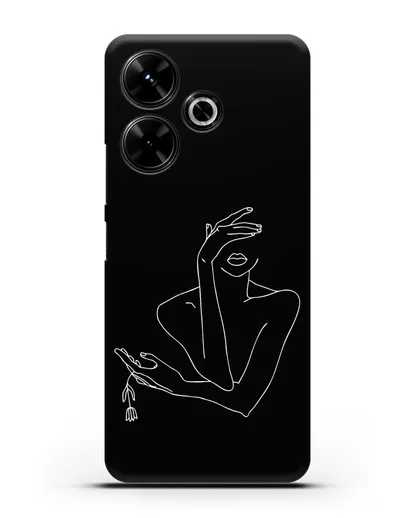 Чехол с рисунком одной линией Девушка силиконовый для Xiaomi Poco M6