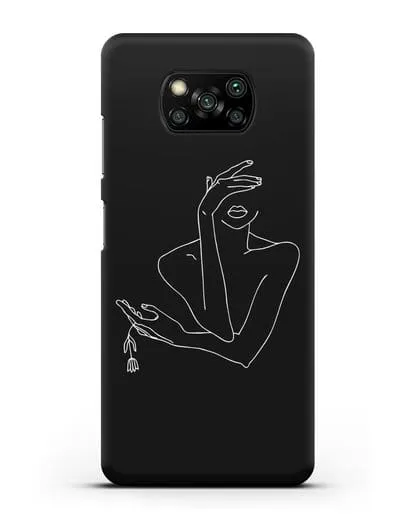 Чехол с рисунком одной линией Девушка силиконовый для Xiaomi Poco X3