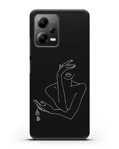 Чехол с рисунком одной линией Девушка силиконовый для Xiaomi Poco X5