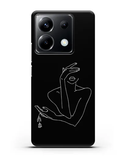 Чехол с рисунком одной линией Девушка силиконовый для Xiaomi Poco X6