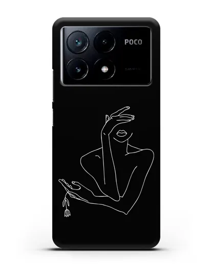 Чехол с рисунком одной линией Девушка силиконовый для Xiaomi Poco X6 Pro