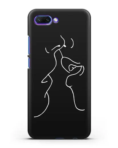Чехол с рисунком одной линией Поцелуй силиконовый для Honor 10