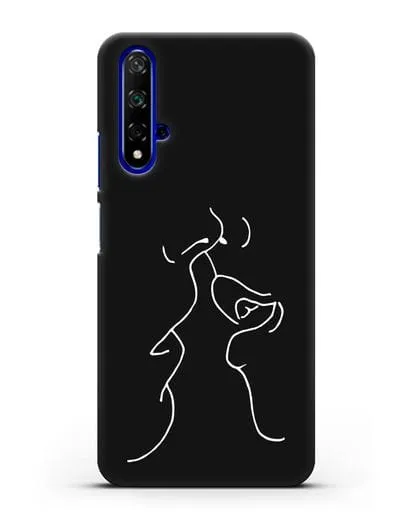 Чехол с рисунком одной линией Поцелуй силиконовый для Honor 20