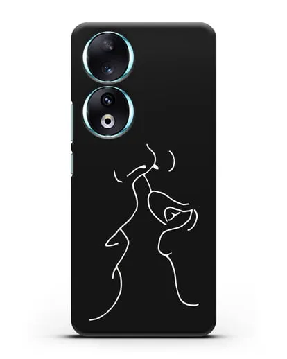 Чехол с рисунком одной линией Поцелуй силиконовый для Honor 90